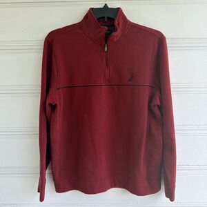 Mens Nautica Red Half Zipper Sweater Size Large Pre-owned